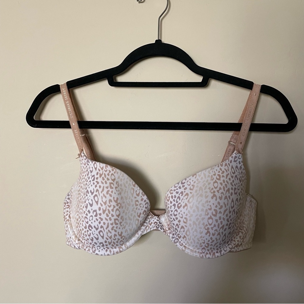Victoria’s Secret Cotton Lingerie Tan Animal Print Bra 34D